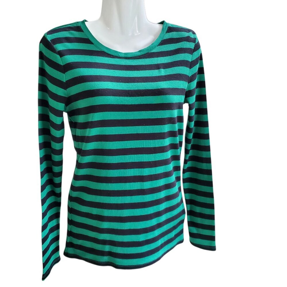 FREE WITH $20 PURCHASE MERONA GREEN/BLACK STRIPED TOP SMALL